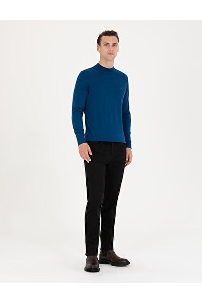 Pierre Cardin İndigo Regular Fit Çeyrek Yaka Yün Karışımlı Basic Triko Kazak 50270049-VR106