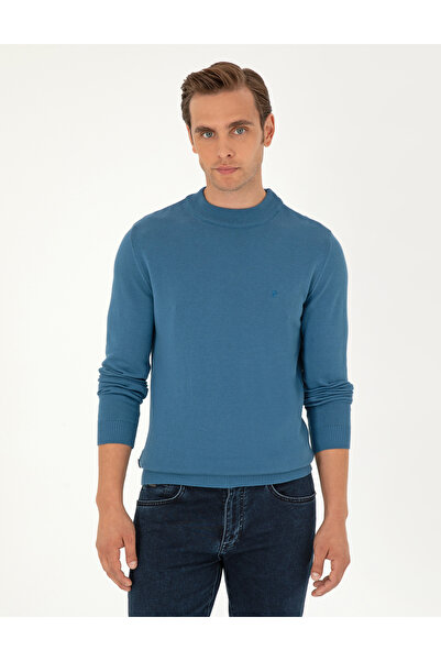 Pierre Cardin Kobalt Slim Fit Quarter Collar Basic Knitwear Sweater 50296564-Vr077