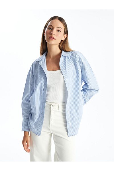 LC Waikiki Cămașă de damă din poplin cu dungi Lcwk