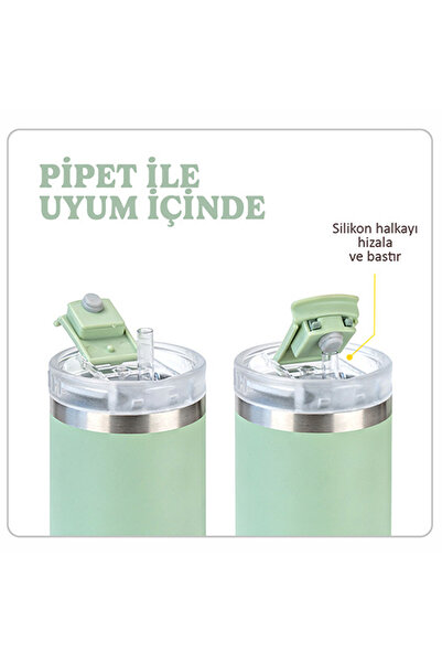 Tyeso Qq Termos Sızdırmaz Pipetli Çift Duvarlı Vakumlu 1200ml Yeşil