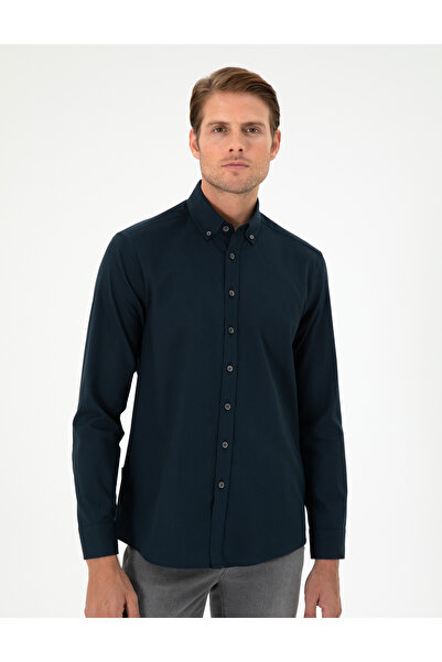 Pierre Cardin Lacivert Regular Fit Uzun Kollu Gömlek 50292553-VR033