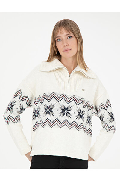 Pierre Cardin Ecru Comfort Fit Zippered Sweater 50280731-Vr019