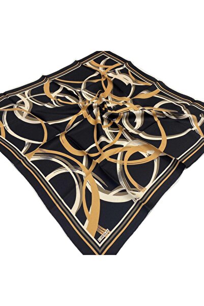 LAWILIA Eșarfă din mătase Tivil cu model negru kaki 29020 - 32