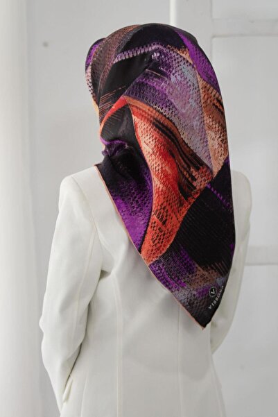 Vissona Siyah-nar Çiçeği Mermer Desen Tivil Ipek Eşarp 51719-0001-0016