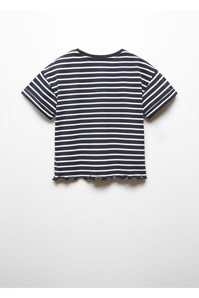 MANGO Kids Βαμβακερό ριγέ μπλουζάκι