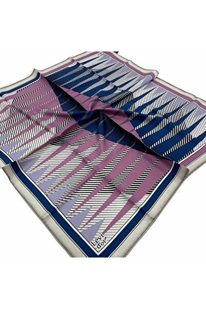 Levidor وشاح حريري منقوش باللون الأرجواني 22468 - 17