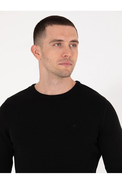 Pierre Cardin Μαύρο Slim Fit Crew Neck Basic Knitwear Πουλόβερ 50270179-VR046
