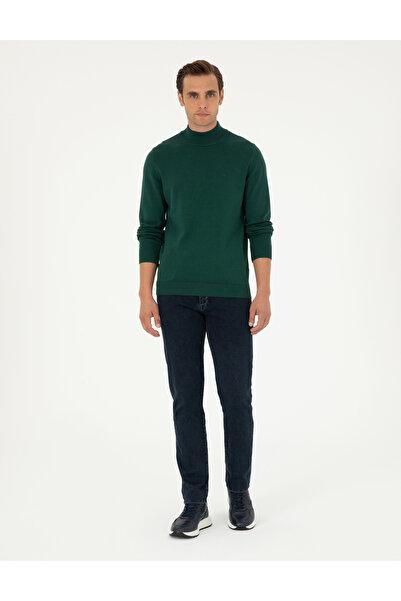 Pierre Cardin Green Slim Fit Half Turtleneck Basic Knitwear Sweater 50296548-Vr054