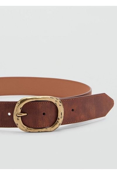 MANGO Woman Belt with Textured Buckle