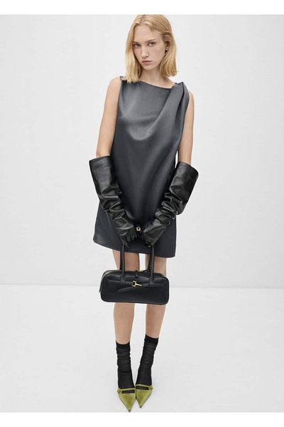 MANGO Woman Knot Detailed Satin Dress