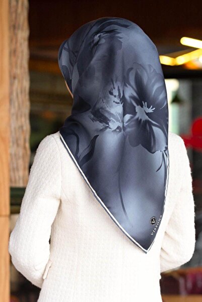 Vissona Eșarfă de mătase cu model Tivil Baby Blue 6269-0030