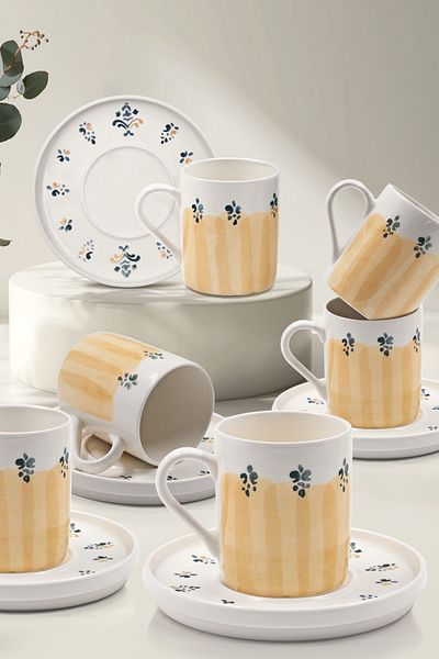 Kitchen Life 12-Piece 6-Person Handmade D-Harma Coffee Cup Set - Christmas Handmade Coffee Cup Set