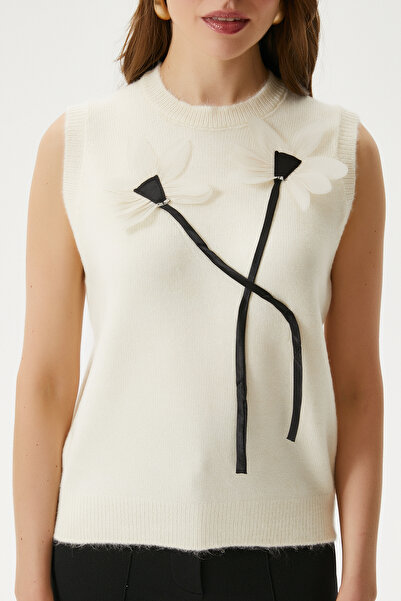 Ritnice Γυναικείο πλεκτό πουλόβερ με λεπτομέρεια λουλουδιών