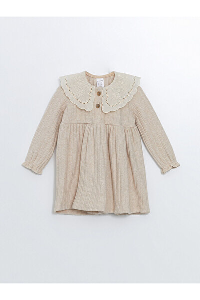 LC Waikiki Baby Collar Long Sleeve Baby Girl Embroidered Dress