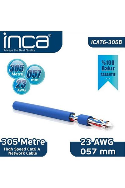 Inca Cat6 305b 23 Awg 57mm Yüzde 99,5 بكر كابل 305mt