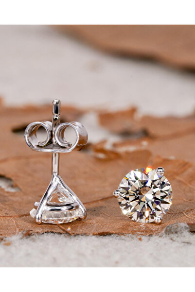 Crystal Diamond Zirconia Işıklı kutuda 0.75 karat tektaş küpe