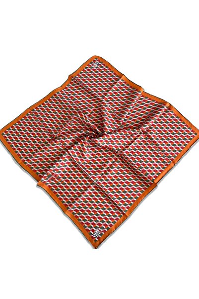 Levidor وشاح حريري من تيفيل 35110 نمط مختلط باللون البرتقالي والأحمر