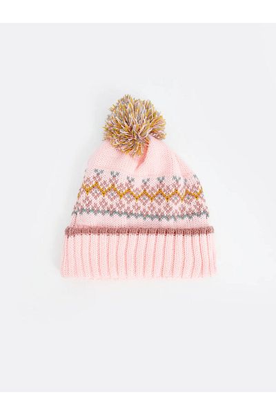 LC Waikiki Lcw Accessories Pink Pompom Detailed Baby Girl Beret