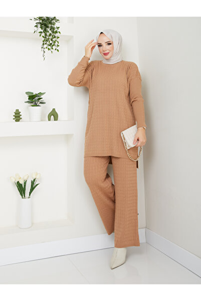 MODAMÜNASİP Set dublu confortabil și elegant din tricotaje din material subțire cu detalii grozave de tricotat