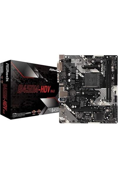 ASROCK B450m-hdv R4.0 Ddr4 Hdmı Dvı Pcıe 16x V4.0 Am4 Matx
