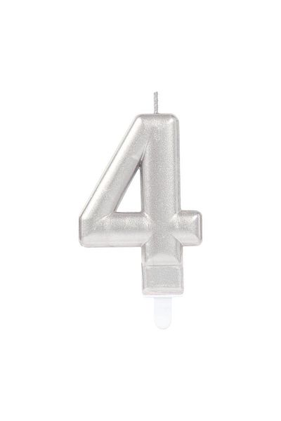 CEKAVE 4 Number Candle - Silver Colored