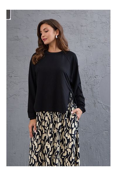 Elif Özbey Butik Rochie neagră cu mânecă lungă cu cravată laterală
