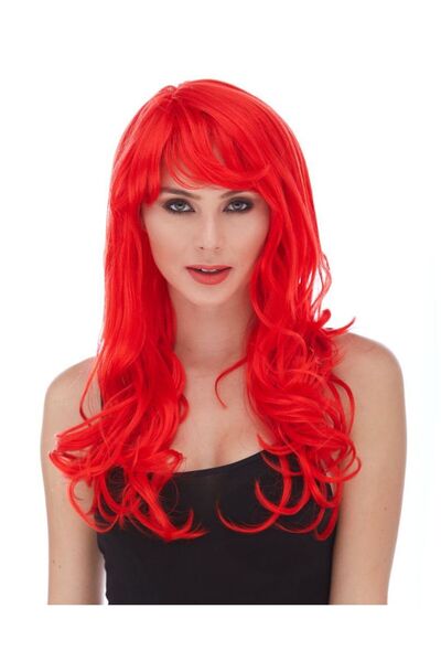 ZEMİRA HOME Red Color Long Wavy Party Wig