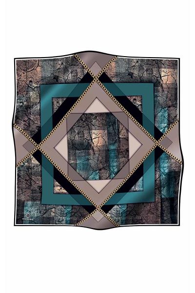 Vissona Γυναικείο μεταξωτό κασκόλ Twill Petrol Blue Black