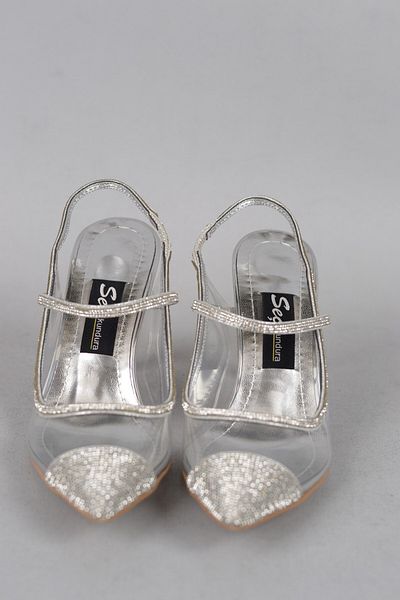 SEÇ KUNDURA Pantofi de rochie de seara Seç 614 Stone Transparent Silver - 10cm