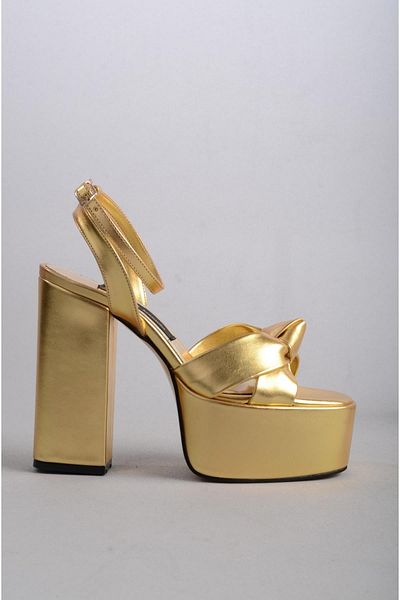 SEÇ KUNDURA Pantofi cu toc SEÇ 8189 Gold Platform - Toc de 13,5 cm și platformă de 5 cm