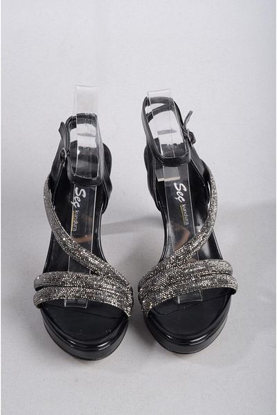 SEÇ KUNDURA Pantofi cu toc cu platformă Black Stone - SEÇ 940 (10 cm)
