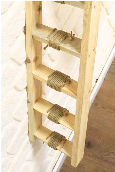BUSHOP Antique Cat House - Ladder and Bed Set, Right Left Compatible, Wall Mounted Cat Hammock