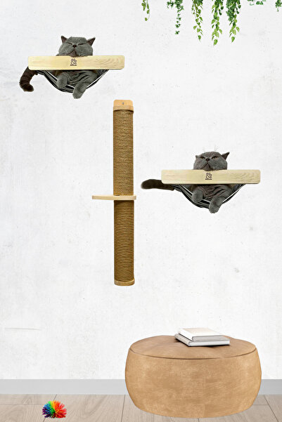 BUSHOP بيت للقطط، سرير للقطط، مجموعة ألعاب وخدش للقطط، أرجوحة للقطط مثبتة على...