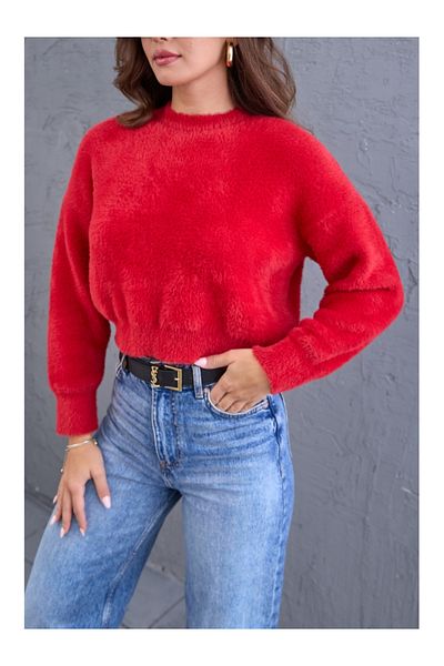 Elif Özbey Butik Pulover roșu moale