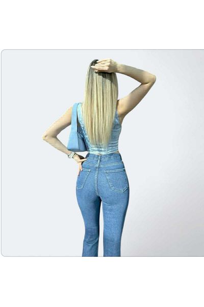 LİMABEL Pantaloni din denim cu picior evazat albastru mediu Blugi evazați cu talie înaltă (extra confortabili)