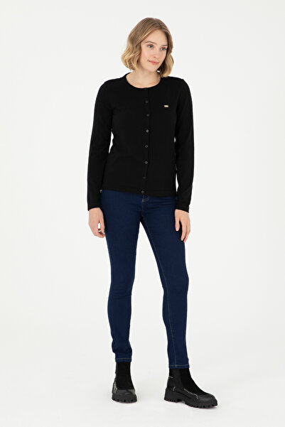 U.S. Polo Assn. Women's Black Basic Knitwear Cardigan 50288996 -Vr046