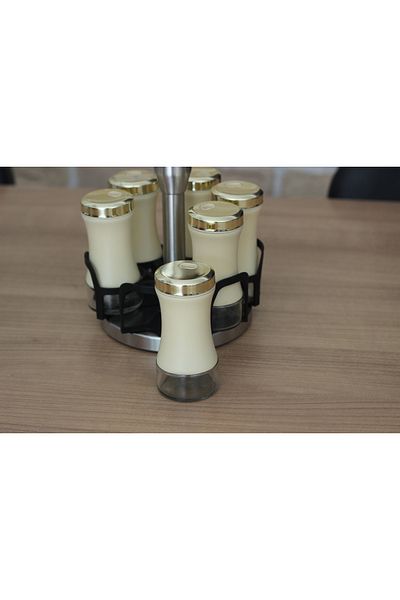 Vitale 6-Piece Mustard Colored Chrome Spice Rack Set