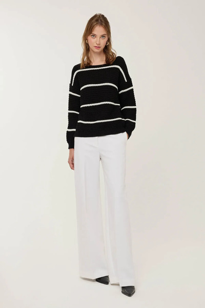 Hiccup croială largă Pulover tricotat cu dungi
