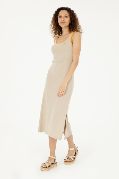 U.S. Polo Assn. Dámske svetlé kaki pletené šaty 50285874 -Vr183