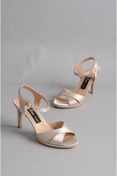 SEÇ KUNDURA SEÇ 649 Pantofi de seară din satin nud pentru femei - Înălțime toc 10 cm