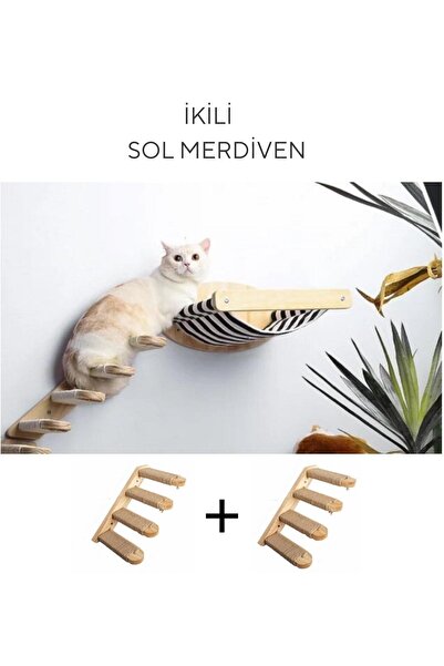 BUSHOP سرير للقطط، عش للقطط، سرير حائط للقطط، سلم للقطط، قطعتان من سلالم تسلق...