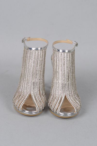 SEÇ KUNDURA Seç 615 Pantofi de seara cu toc de producție specială colorați argintiu - 11cm