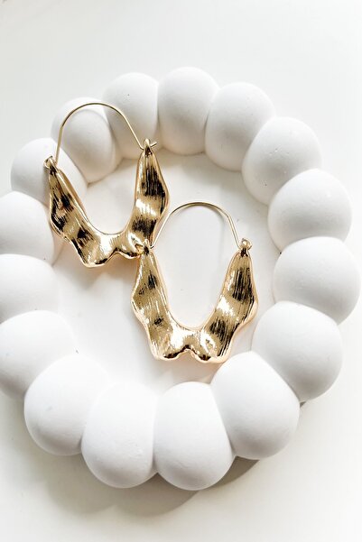 Pretty Asymmetric Cut Steel Hoop Earrings