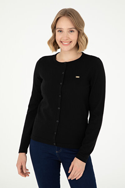 U.S. Polo Assn. Women's Black Basic Knitwear Cardigan 50288996 -Vr046