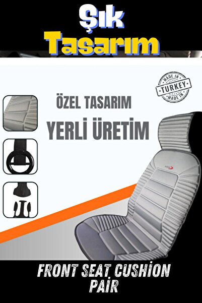 TROBUS Sırt Dayamalı Araba Koltuk Minderi Ön İkili Set Gri