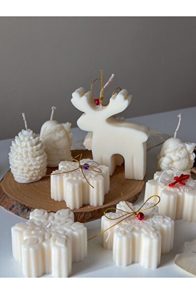 SCA CANDLE Yeniyıl Yılbaşı Chirismas Geyik Model Beyaz Renk Dekoratif Mum Mod...