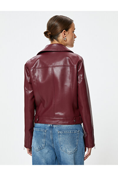 Koton Zippered Faux Leather Double Breasted Jacket
