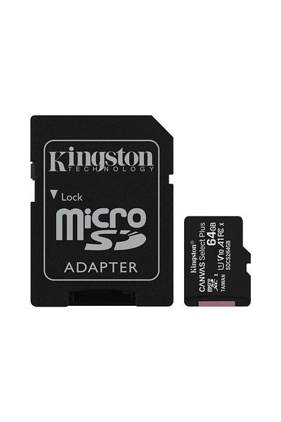 Kingston بطاقة ذاكرة Sdcs2-64gb 64gb Micsdxc Canvas Select Plus 100r A1 C10 بطاقة ذاكرة Adp