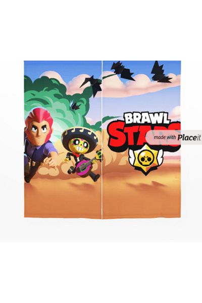 Elmas Dizayn 1. Quality 3D Digital Printed Brawl Stars - 140Cm*240Cm, Double Wings, 2 Background Curtains