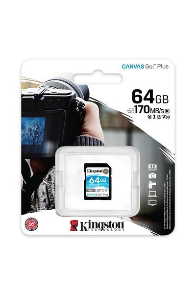 Kingston Canvas Go Plus 170R C10 Uhs-I U3 V30 - 64Gb Sdxc Memory Card